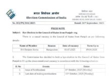 राज्यसभा उपचुनाव की घोषणा: संजीव अरोड़ा के इस्तीफे के बाद सीट खाली हुई थी सीट