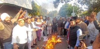 जालंधर युवा मोर्चा भाजपाइयों ने कांग्रेस दफ्तर के बाहर राहुल गांधी का पुतला फूंका किया रोष प्रदर्शन