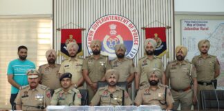 जालंधर ग्रामीण पुलिस की बड़ी कार्रवाई: अवैध हथियार तस्करी नेटवर्क का भंडाफोड़, 5 पिस्टल और 4 जिंदा कारतूस बरामद