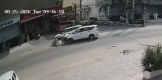 जालंधर में AAP चेयरमैन की इनोवा बीकानेर स्वीट्स में घुसी, मालिक घायल