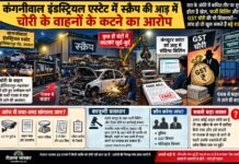 कंगनीवाल इंडस्ट्रियल एस्टेट में स्क्रैप की आड़ में चोरी के वाहनों के कटने का आरोप