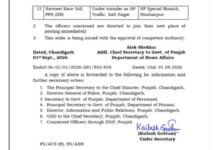 पंजाब पुलिस में 20 अफसरों के तबादले, 6 जिलों के SSP बदले