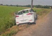 मुल्लांपुर में कार सवार युवक की गोलियों मारकर हत्या, वारदात के बाद खंभे से टकराई आई-20